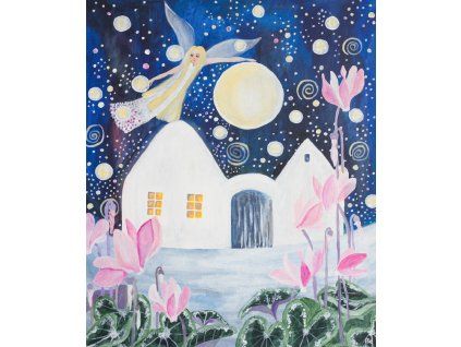 Zima - PLÁTNO na vnitřním rámu 30x35cm